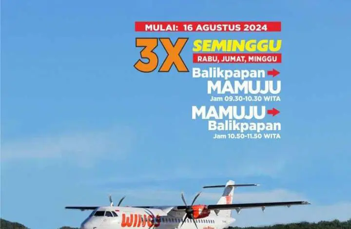 Mulai 16 Agustus 2024, Wings Air Layani Rute Mamuju-Balikpapan PP Mulai 16 Agustus 2024, Wings Air Layani Rute Mamuju-Balikpapan PP