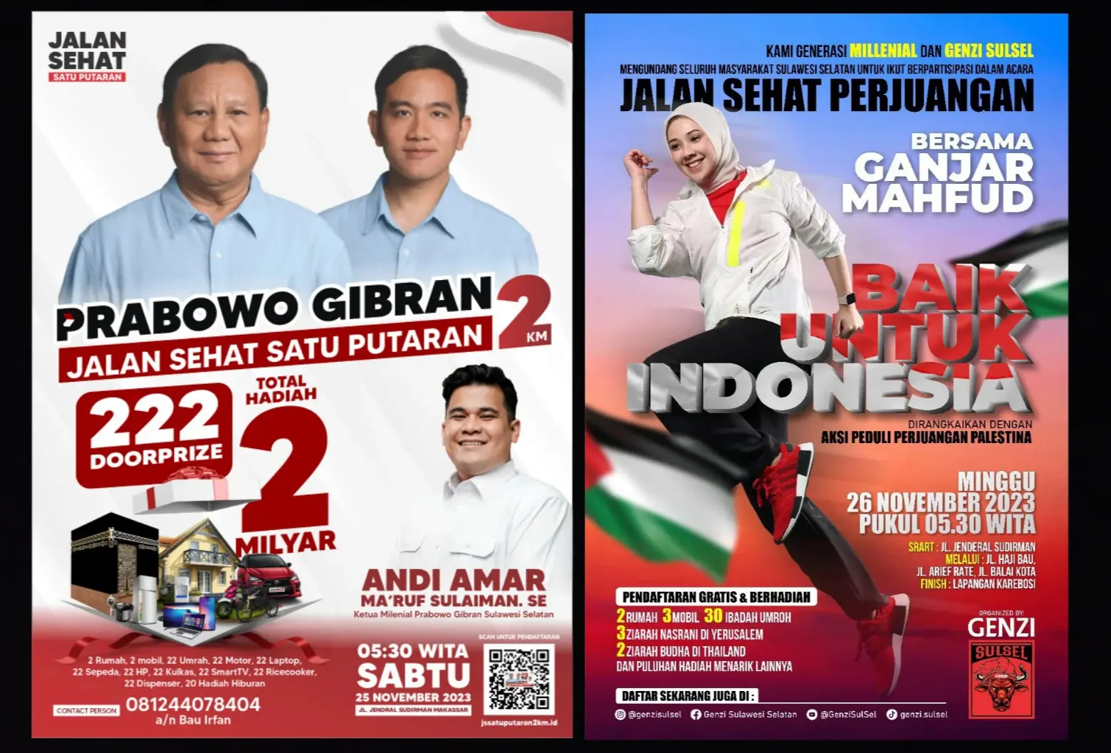 Izin Aman, Jalan Sehat Dihadiri Capres-Cawapres di Makassar Bertabur Hadiah