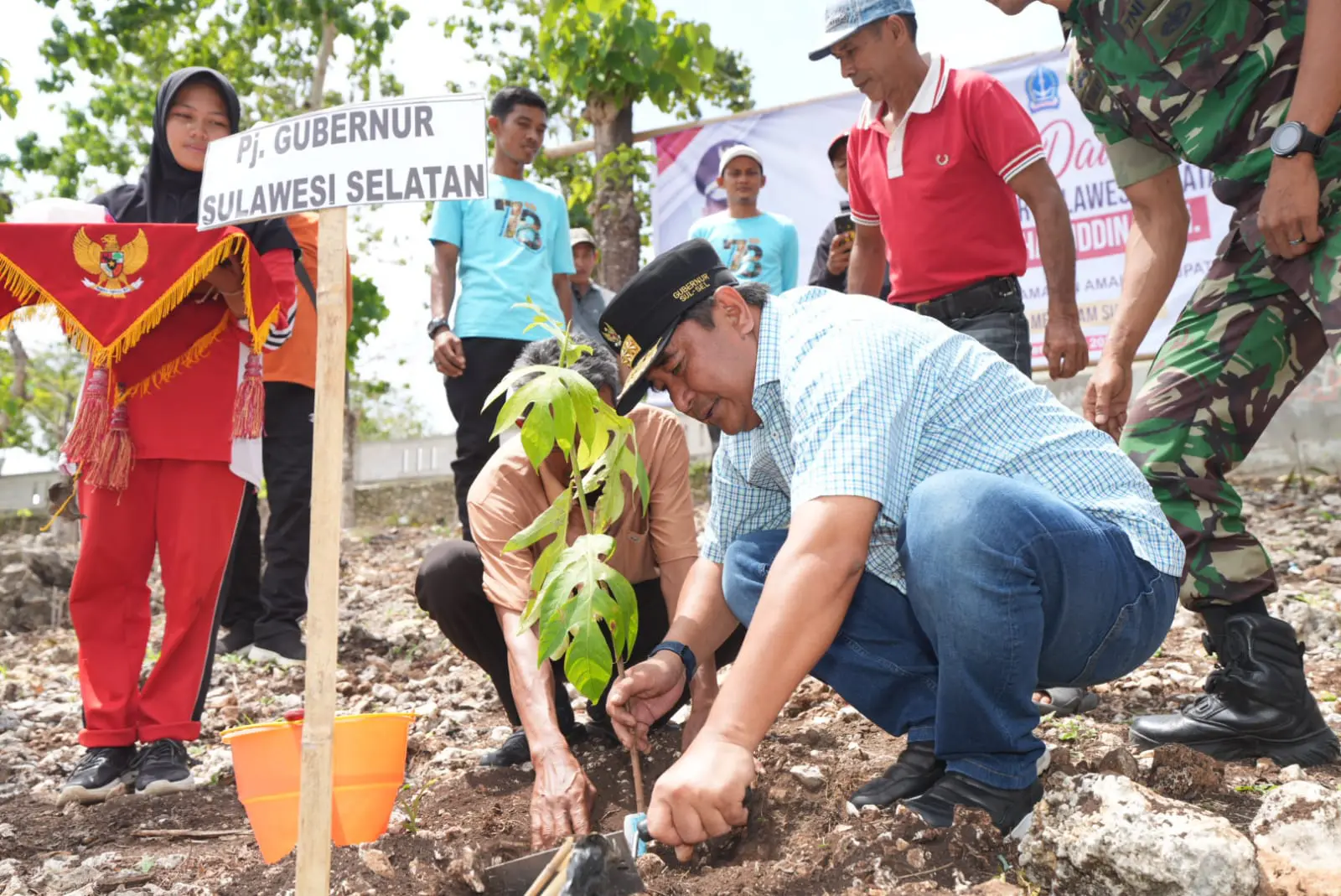 Pj Gubernur Sulsel Tanam Sukun Bersama Petani di Bone