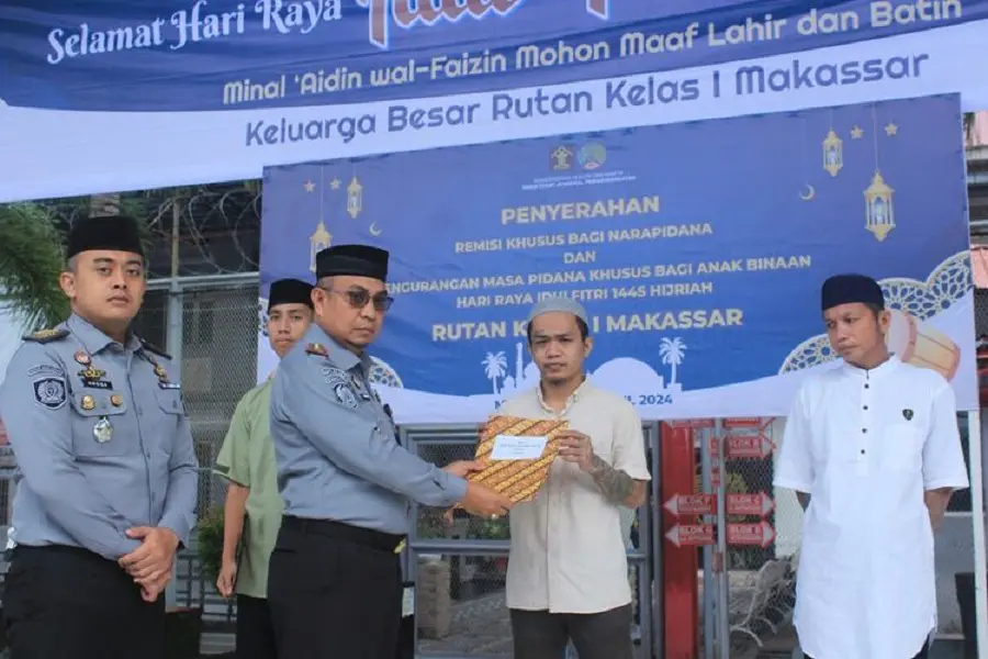 Kemenkumham Berikan Remisi Lebaran 5.931 Napi di Sulsel, 14 di Antaranya Langsung Bebas