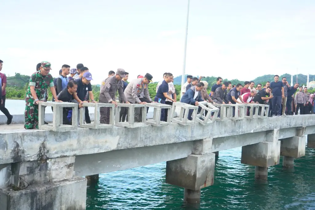Pj Gubernur Bahtiar-Forkopimda Sulbar Benamkan 1.000 Karang Buatan di Teluk Mamuju